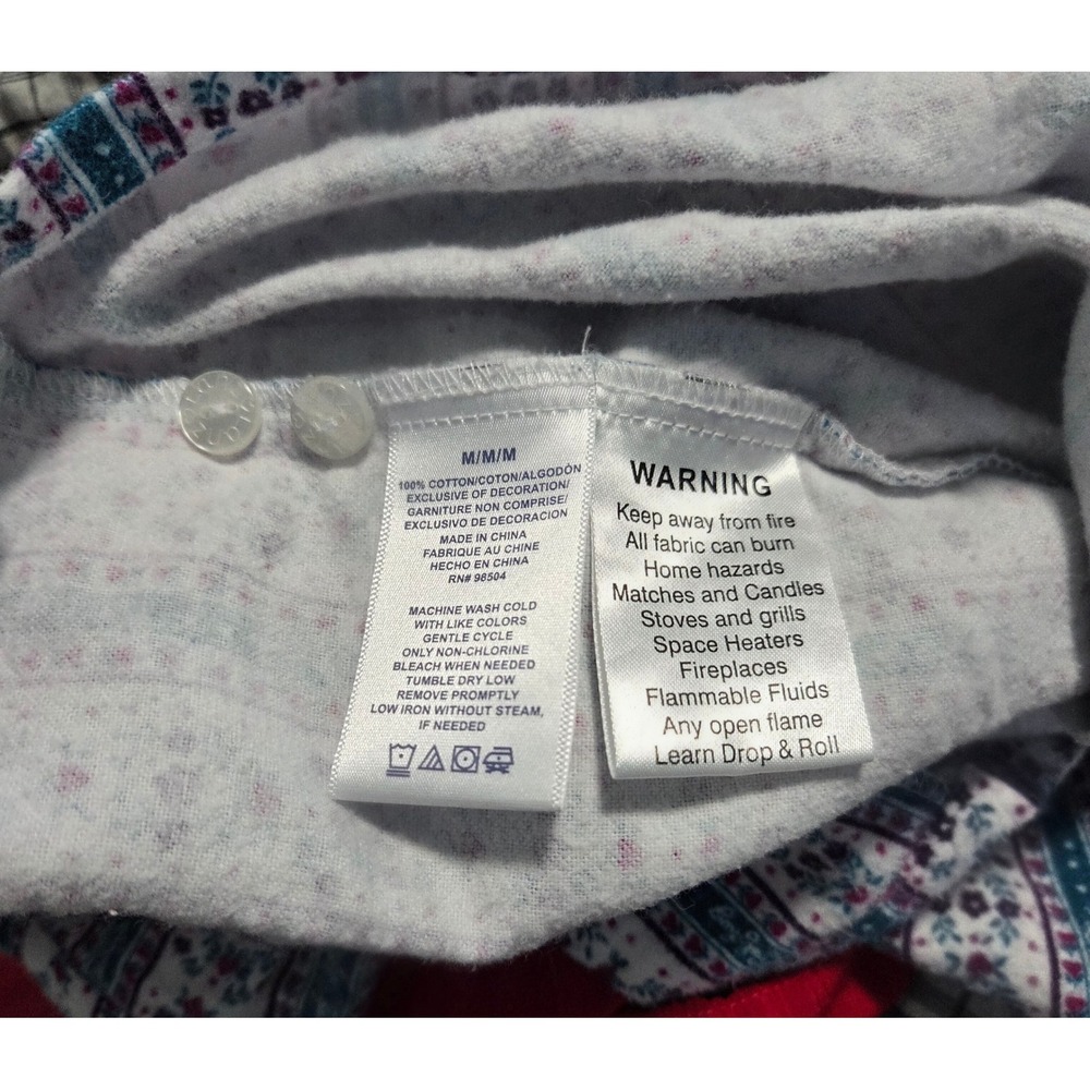 Lanz of Salzburg 2-piece Flannel Pajama Set Medium Floral Stripe Blue Purple - Picture 5 of 6